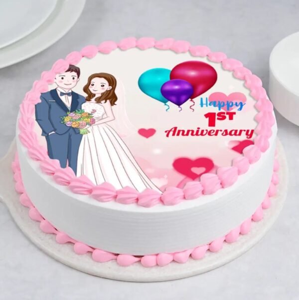 Blissful Moments Anniversary Cake, designed with elegance and charm, perfect for celebrating your love on a special anniversary day.