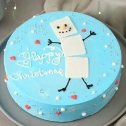 Blue Vanilla Christmas Bliss Cake – a festive cake featuring creamy vanilla flavor and decorated in blue for a joyful Christmas celebration.