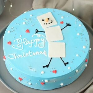 Blue Vanilla Christmas Bliss Cake – a festive cake featuring creamy vanilla flavor and decorated in blue for a joyful Christmas celebration.