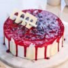 Blueberry Bliss Drip Cake – a stunning cake adorned with juicy blueberries and a rich drip design, perfect for special occasions.