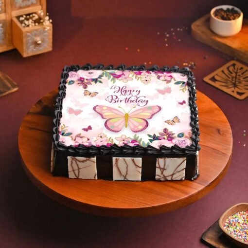 Butterfly Wishes Cake featuring elegant butterfly decorations and a dreamy design, perfect for birthdays, weddings, and magical celebrations.