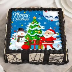 Cheerful Christmas Photo Cake – a personalized cake showcasing a festive photo, perfect for adding joy to Christmas celebrations.