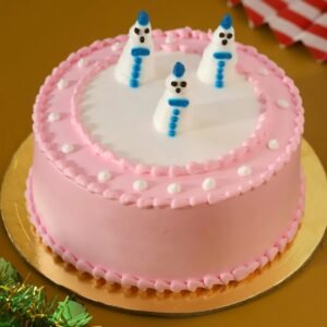 Christmas Frosty Forest Cake featuring snowy decorations and festive elements, capturing the essence of a winter wonderland for holiday celebrations.