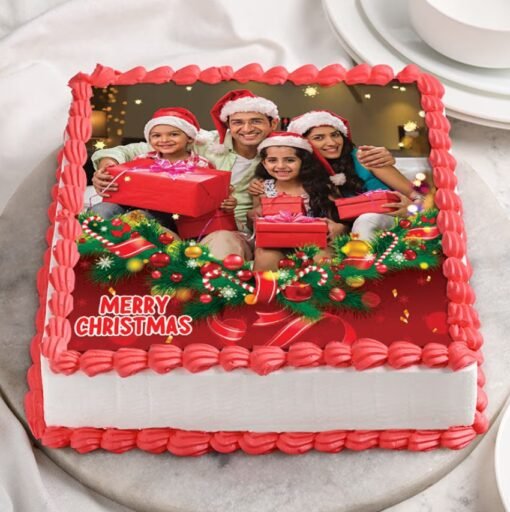 Christmas Serenity Bliss Cake with creamy layers and festive decorations, a perfect dessert for peaceful and joyous holiday celebrations.