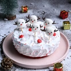 Christmas Velvet Wonderland cake with a smooth, velvety texture and festive holiday decorations, ideal for celebrating the Christmas season in style.