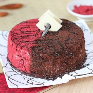 Decadent Velvet Fusion Cake featuring layers of velvety texture and rich flavors, ideal for upscale celebrations and dessert lovers.