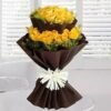 Golden Blooms in Rustic Wrap bouquet with vibrant yellow flowers arranged in a rustic wrap, ideal for heartfelt and charming gifts.