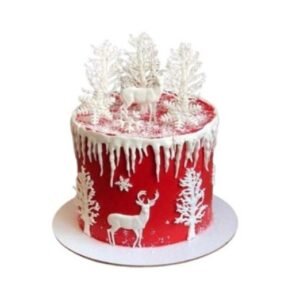 Holiday Rose Bliss Cake with elegant rose decorations, creamy layers, perfect for adding a touch of beauty to Christmas celebrations.