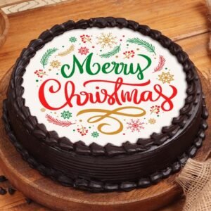 Jolly Christmas Cake – a festive holiday cake decorated with cheerful Christmas designs, ideal for spreading joy at holiday celebrations.