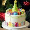 Joyful Christmas Cake adorned with festive decorations and rich, creamy layers, ideal for holiday celebrations and sharing Christmas cheer.