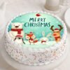 Merry Christmas Photo Cake adorned with a personalized holiday photo, ideal for Christmas celebrations and creating lasting memories.