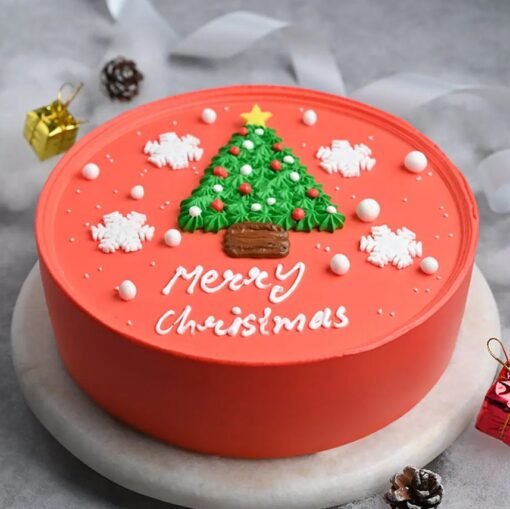 Merry Christmas Pineapple Cake featuring fresh pineapple layers and holiday decorations, perfect for adding a tropical touch to your Christmas celebrations.