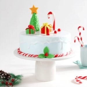 Merry Jolly Christmas Cake with cheerful decorations and creamy layers, perfect for spreading holiday cheer at Christmas celebrations.