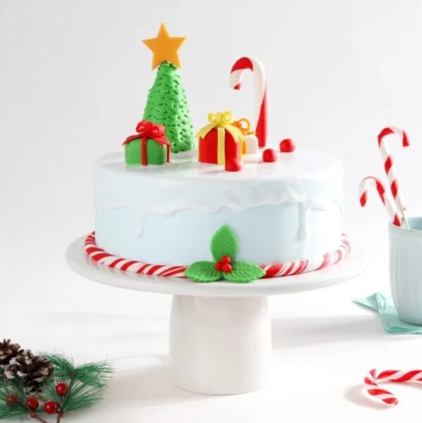 Merry Jolly Christmas Cake with cheerful decorations and creamy layers, perfect for spreading holiday cheer at Christmas celebrations.