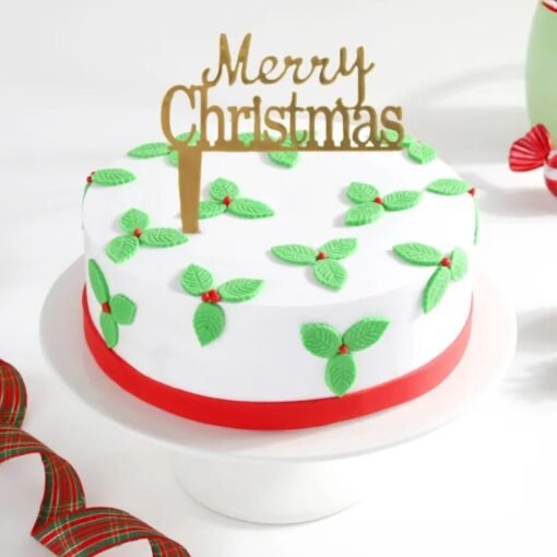 Mistletoe Magic Cake featuring mistletoe-inspired decorations and creamy layers, perfect for adding a magical touch to your Christmas celebrations.