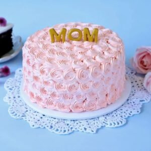 Peach Blossom Mom Tribute Cake decorated with delicate peach blossoms, perfect for celebrating and honoring mothers on special occasions.