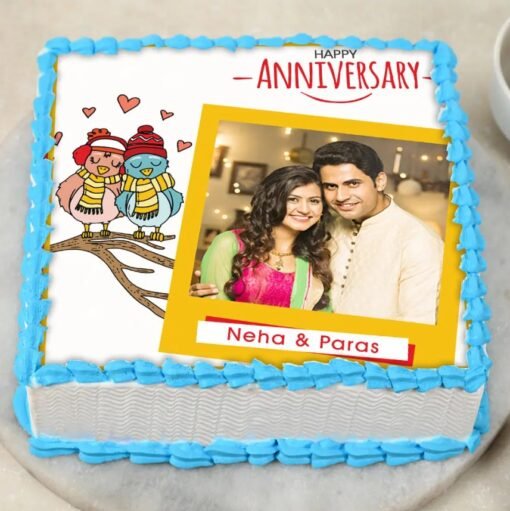 Photo Grid Anniversary Cake with personalized photo collage, elegant design, and delicious layers, perfect for commemorating your love and memories.