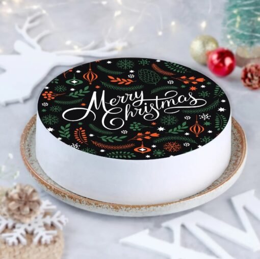 Pineapple Christmas Cheer Cake decorated with festive toppings, featuring layers of moist pineapple cake, perfect for holiday celebrations and gatherings.