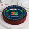 Republic Day Chocolate Cake with rich chocolate layers and patriotic designs, perfect for celebrating national pride and unity.