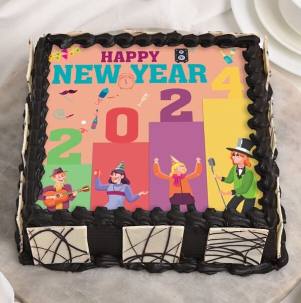 Rockin’ New Year’s Cake with vibrant colors, bold flavors, and festive decorations, perfect for a lively New Year’s celebration.