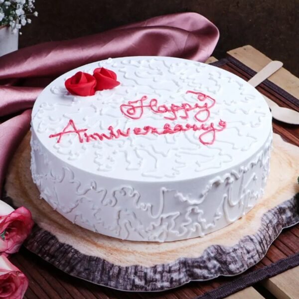 Rose Elegance Anniversary Cake featuring delicate rose decorations, perfect for celebrating love and special moments on your anniversary.