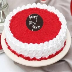 Scarlet Temptation New Year Cake with a luxurious red design and festive decorations, ideal for New Year celebrations and special gatherings.