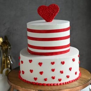 Showering Love Tier Cake with delicate decorations and multiple layers of rich, moist flavor, perfect for romantic celebrations.