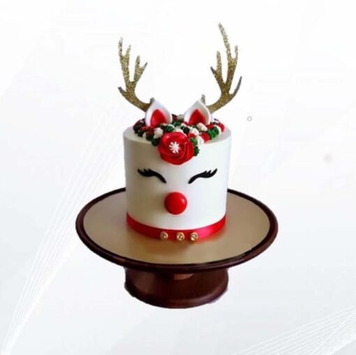 Silent Night Reindeer Cake with peaceful reindeer design and rich layers, perfect for elegant Christmas gatherings and holiday celebrations.