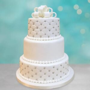 Silver Glow Three-Tier Cake with elegant, shimmering design for special celebrations.