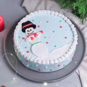 Snowy Christmas Cake – a holiday cake decorated with a wintery, snow-covered design, ideal for bringing festive warmth to Christmas celebrations.