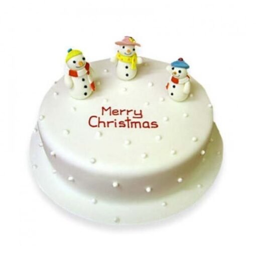 Snowy Winter Christmas Cake featuring snowy decorations, creamy layers, and festive holiday design, ideal for winter and Christmas celebrations.