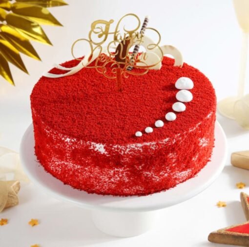 Velvety New Year Cake with smooth layers, perfect for adding elegance and indulgence to your New Year’s celebration.