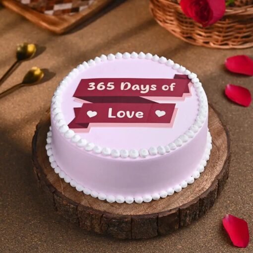 Year of Love Cake adorned with elegant decorations and heartfelt details, perfect for marking a special one-year anniversary.