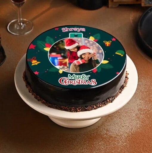 Christmas Picture Cake with personalized photo, ideal for celebrating holiday memories and special moments.