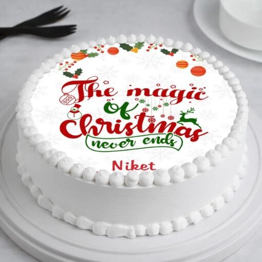 Christmas Glow Cake featuring festive decorations and glowing accents, perfect for holiday celebrations and gatherings.