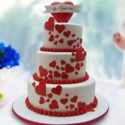 Little Hearts Anniversary Tier Cake featuring delicate heart decorations, perfect for romantic celebrations.