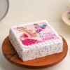 Glamorous Barbie Fantasy Cake with elegant design and smooth frosting, perfect for a Barbie-themed birthday or special event.