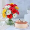 Golden Gerbera & Butterscotch Bliss combo with beautiful golden gerbera flowers and a rich, creamy butterscotch cake, perfect for any special occasion.