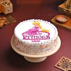 Fantasy Princess Cake decorated with intricate fondant details, featuring a princess theme, sparkles, and vibrant colors, perfect for a royal celebration.