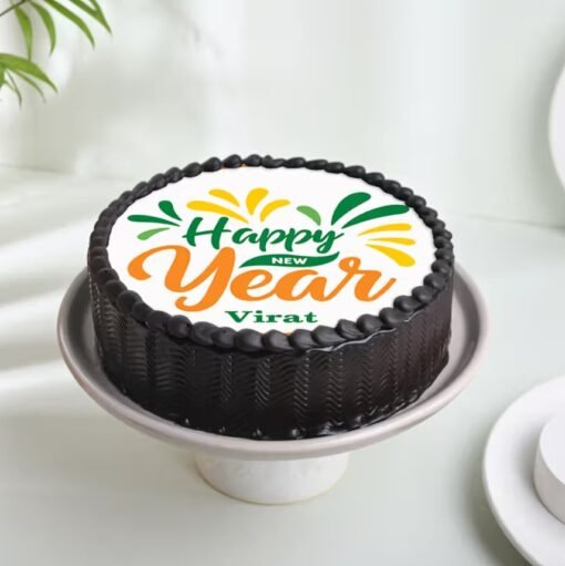 Elegant New Year Treat Cake featuring a refined design and rich flavors, perfect for ringing in the New Year.