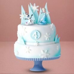 Frozen Glacial Cake with icy textures, frosty details, and a cool, glacial aesthetic perfect for winter-themed celebrations.