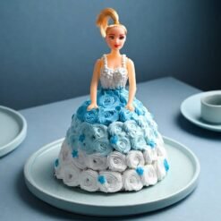 An elegant Barbie Fantasy Cake featuring a graceful Barbie figurine, intricate details, and a dreamy design, perfect for a sophisticated birthday celebration.