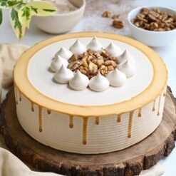 Golden Espresso Bliss Cake with rich espresso-infused layers, creamy frosting, and elegant golden accents, perfect for coffee lovers and special celebrations.