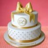 Celebrating Us Anniversary Cake with romantic floral details, soft pastel colors, and a personalized anniversary topper.