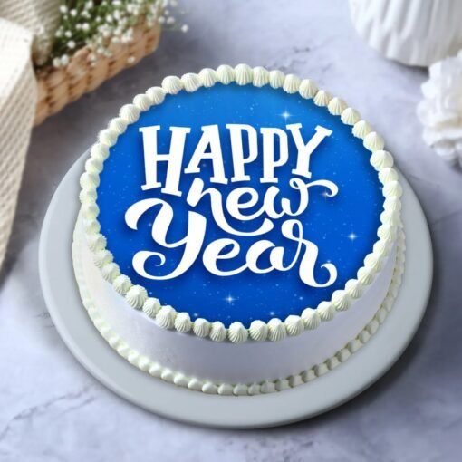 Blue New Year Cake, a beautifully decorated cake with rich blue tones, perfect for welcoming the New Year with style and flavor.