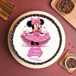 Minnie Mouse-themed cake with vibrant colors and a radiant design, ideal for kids' birthday parties.