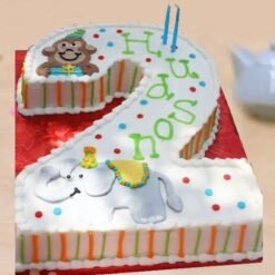 Beautiful Number Two Cake decorated with colorful frosting, sprinkles, and a fun design, perfect for a 2nd birthday celebration.