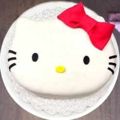 Hello Kitty Fondant Cake featuring a cute and colorful Hello Kitty design, perfect for kids' birthday parties.