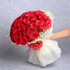 Crimson Roses Bouquet with deep red roses, symbolizing love, passion, and devotion, ideal for romantic gestures and special celebrations.