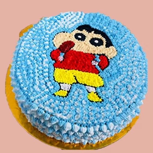 A fun and colorful Blue Shinchan Cake featuring Shinchan in a playful design, perfect for birthdays.